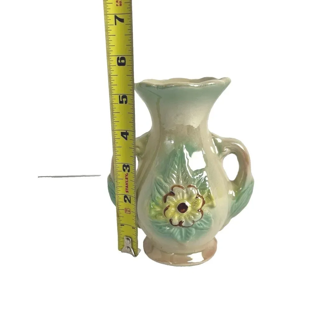 Vintage Japan Floral Bud Vase Pastel Green Raised Flower Cottagecore Decor